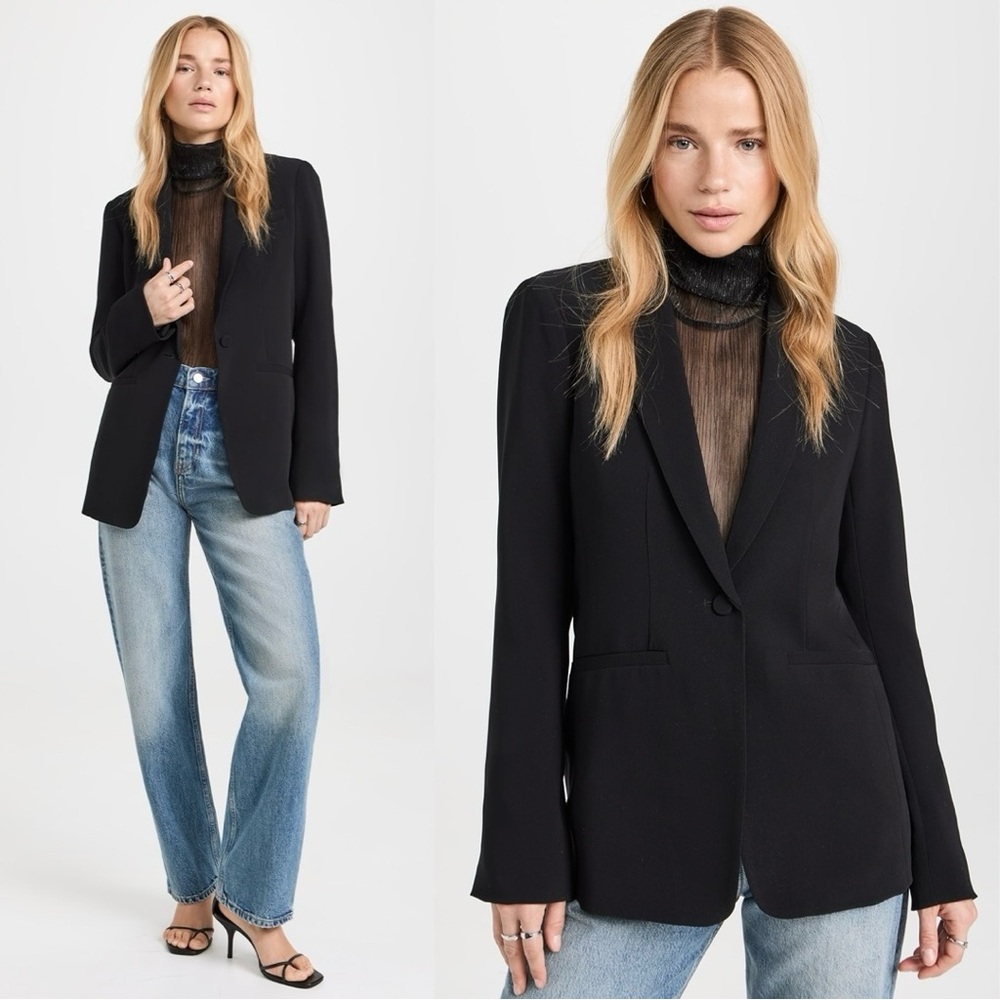 Cinq à Sept Karlie Crepe One Button Blazer Black Size 12 Single Breasted Jacket